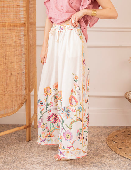 Paradise Of Petals Beige/Multi - Trousers