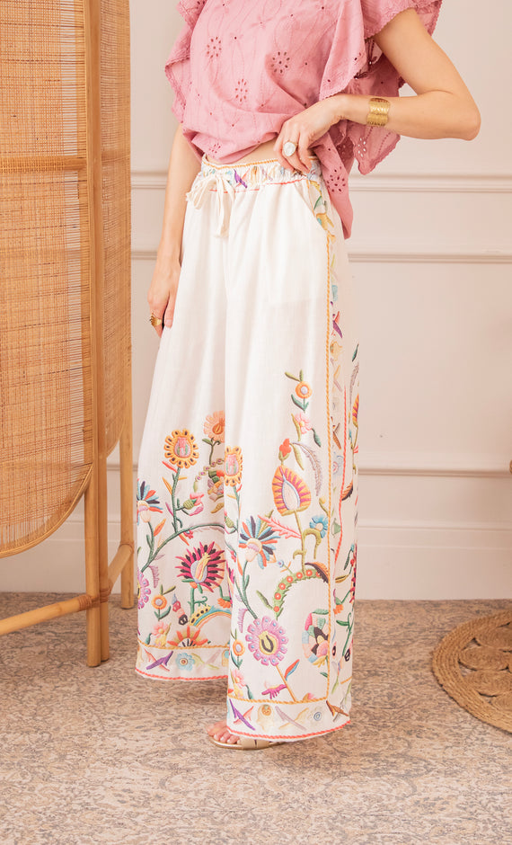 Paradise Of Petals Beige/Multi - Broek