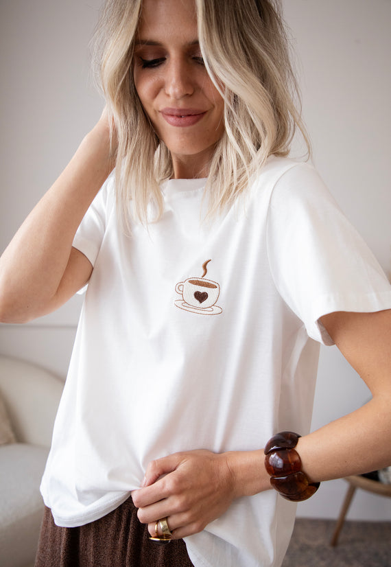 Coffee Lover White/Brown - T-Shirt