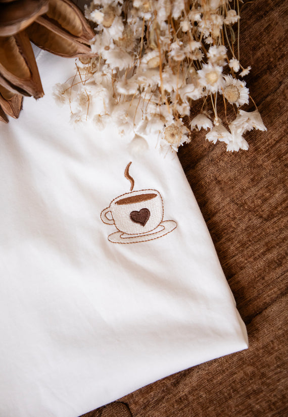 T-Shirt - Coffee Lover - Weiß/Braun