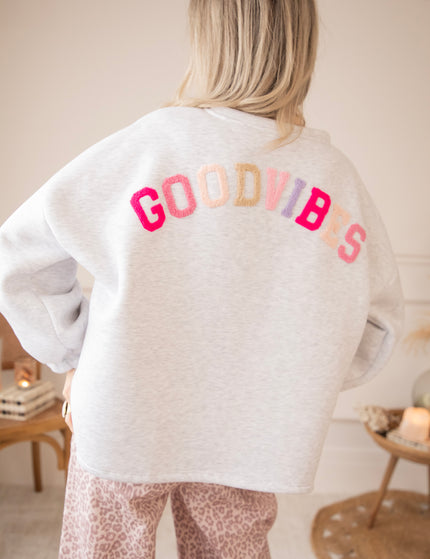 Lily Good Vibes Soft Grey/Multi - Sweater
