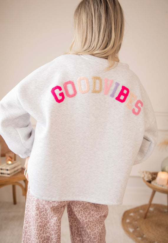 Lily Good Vibes Soft Grey/Multi - Sweater