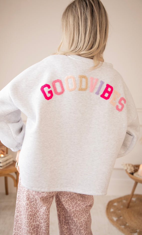 Pullover - Lily Good Vibes - Hellgrau/Multi