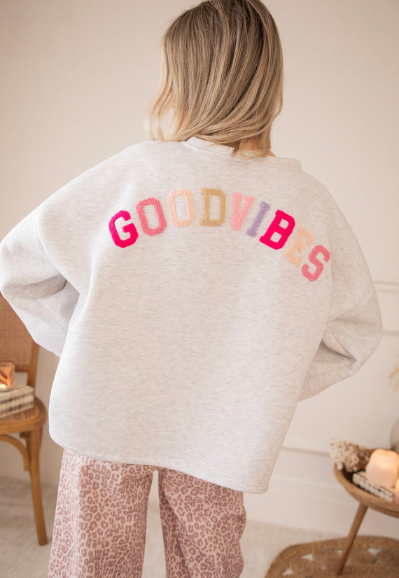 Lily Good Vibes Soft Grey/Multi - Sweater