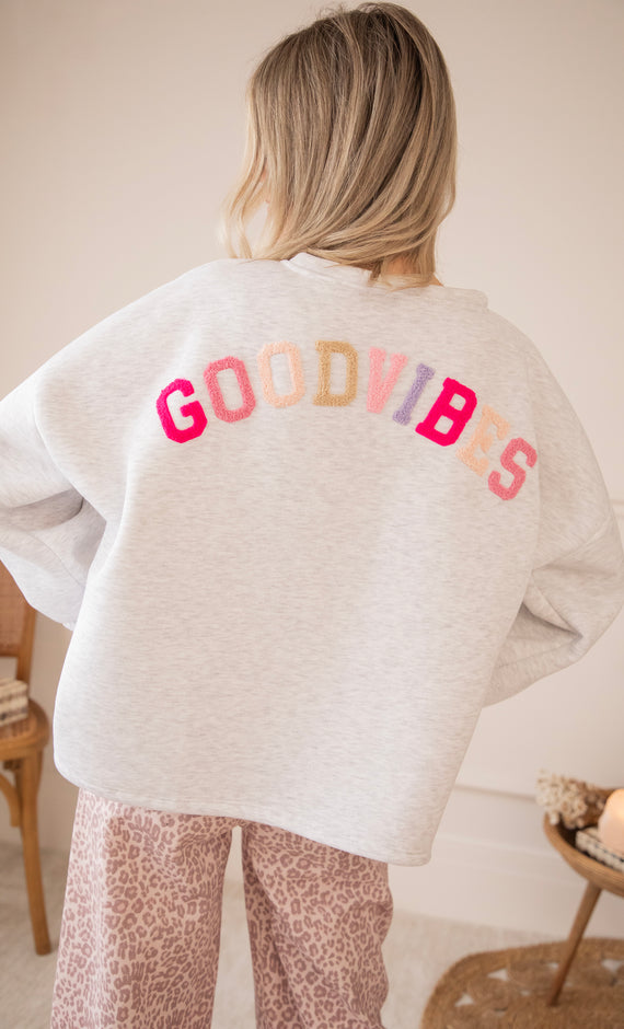 Pullover - Lily Good Vibes - Hellgrau/Multi