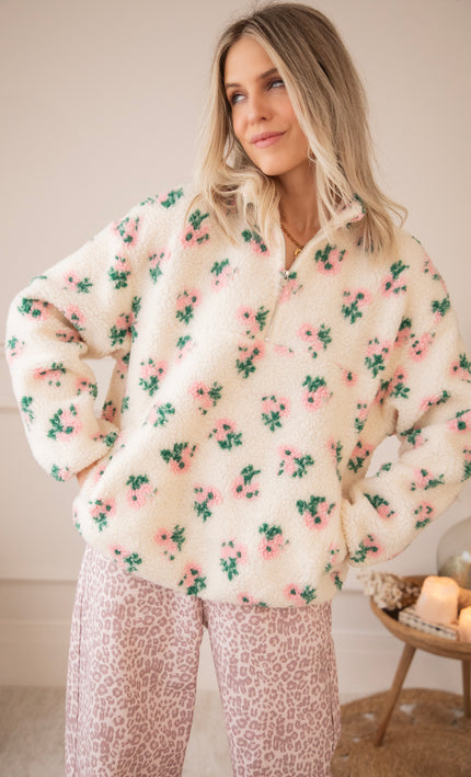 Blooming Bear Beige/Baby Pink - Trui