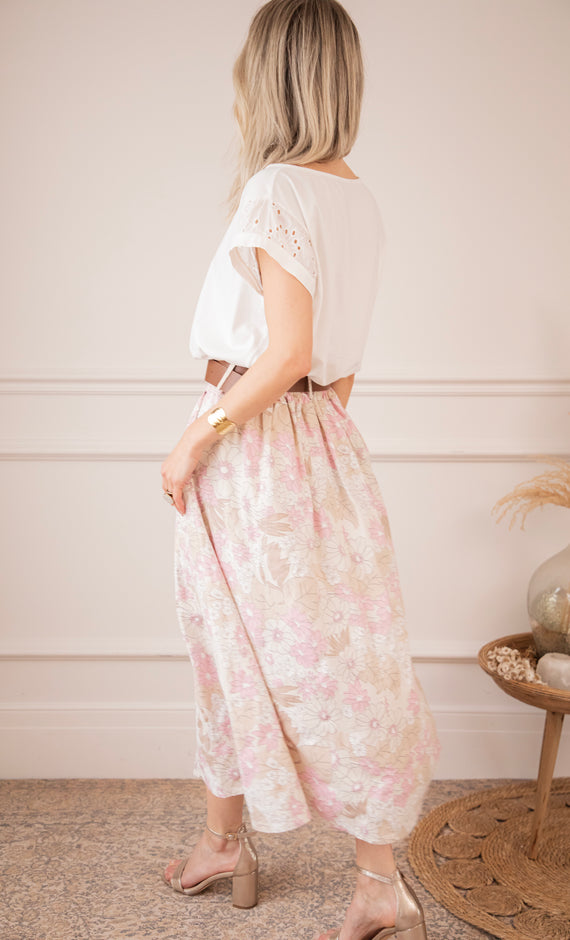 Flower Pop Wide Beige - Rok