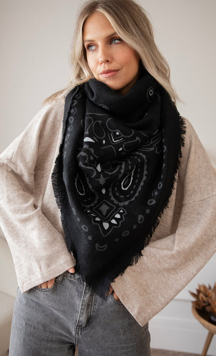 Piper Paisley Black - Sjaal