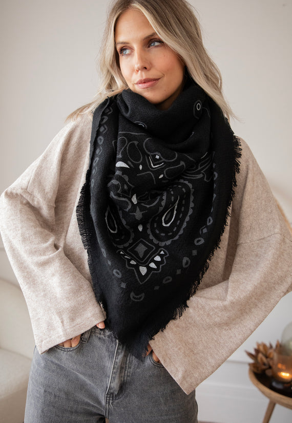 Piper Paisley Black - Sjaal