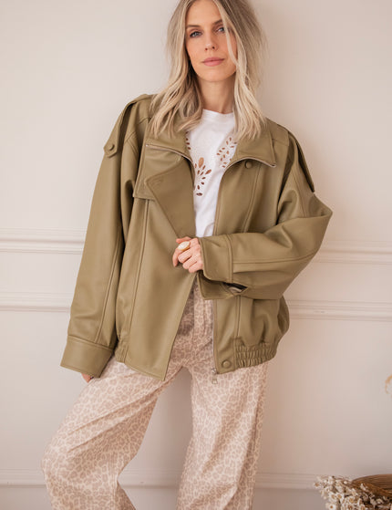 Icona Leather Kaki - Jacket