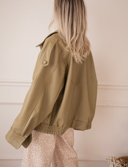 Icona Leather Kaki - Jacket