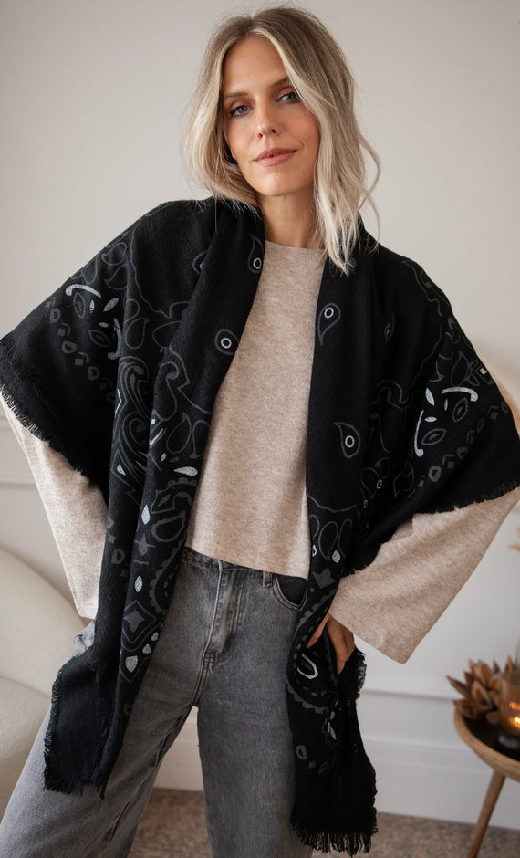 Piper Paisley Black - Sjaal