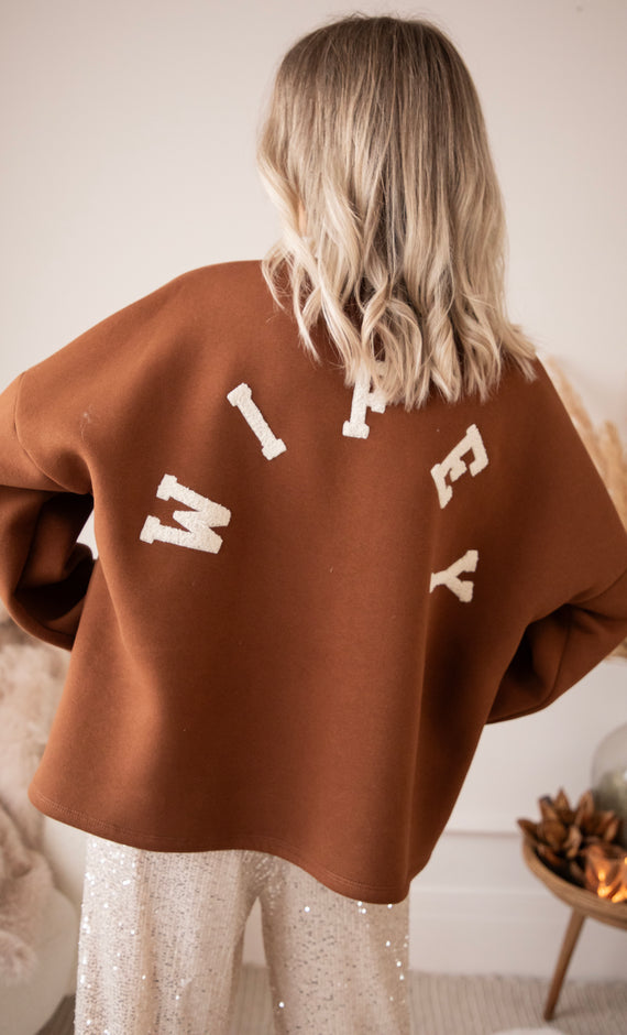 Pullover - Lily Wifey - Karamell/Weiß