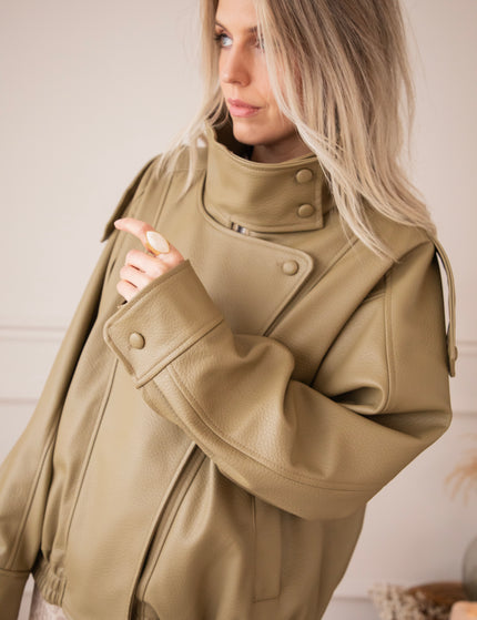 Icona Leather Kaki - Jacket
