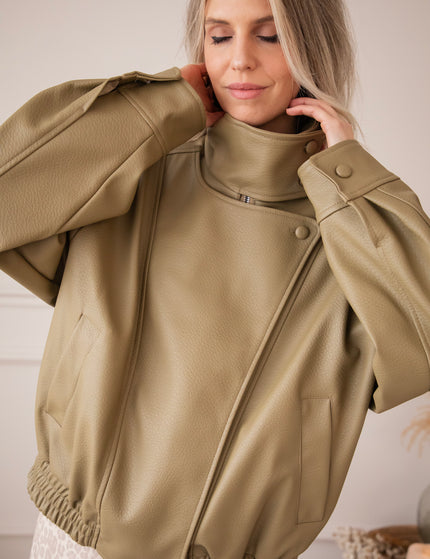 Icona Leather Kaki - Jacket