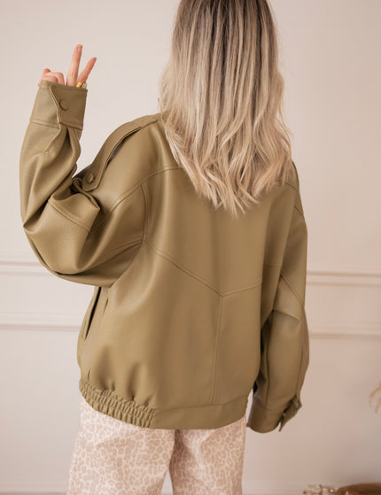 Icona Leather Kaki - Jacket