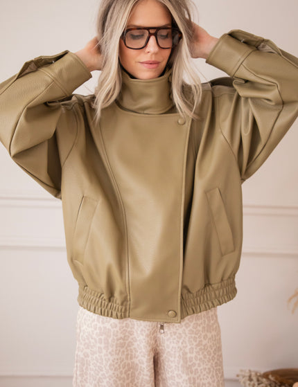 Icona Leather Kaki - Jacket