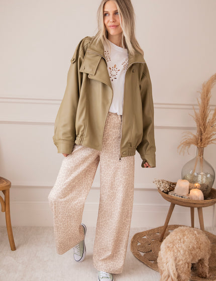 Icona Leather Kaki - Jacket