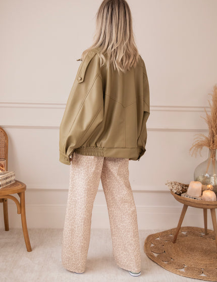 Icona Leather Kaki - Jacket