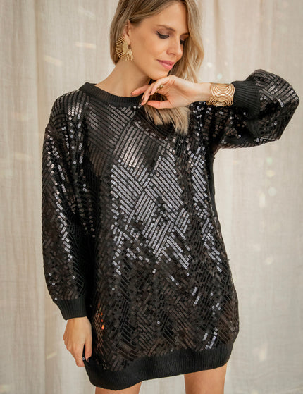 Sally Sparkle Black - Sweater Dress