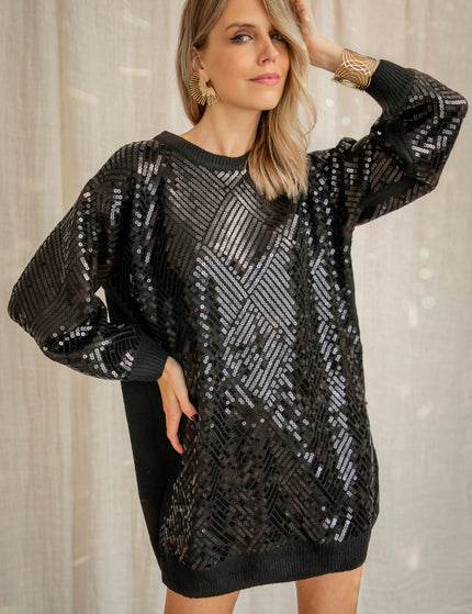 Sally Sparkle Black - Sweater Dress