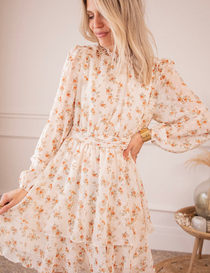 Kleid - Dancing With Roses - Beige/Orange