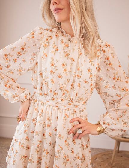 Kleid - Dancing With Roses - Beige/Orange
