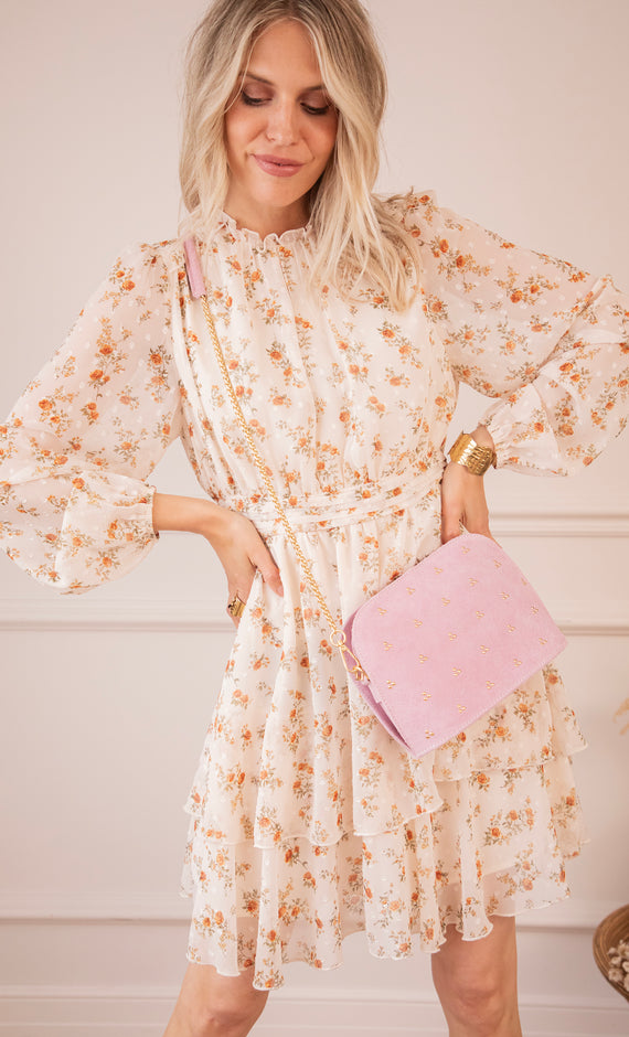 Dancing With Roses Beige/Orange - Jurk