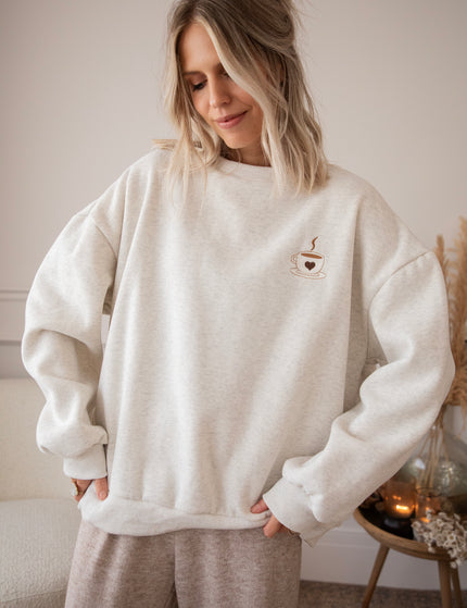 Pullover - Simplicity & Coffee - Hellgrau