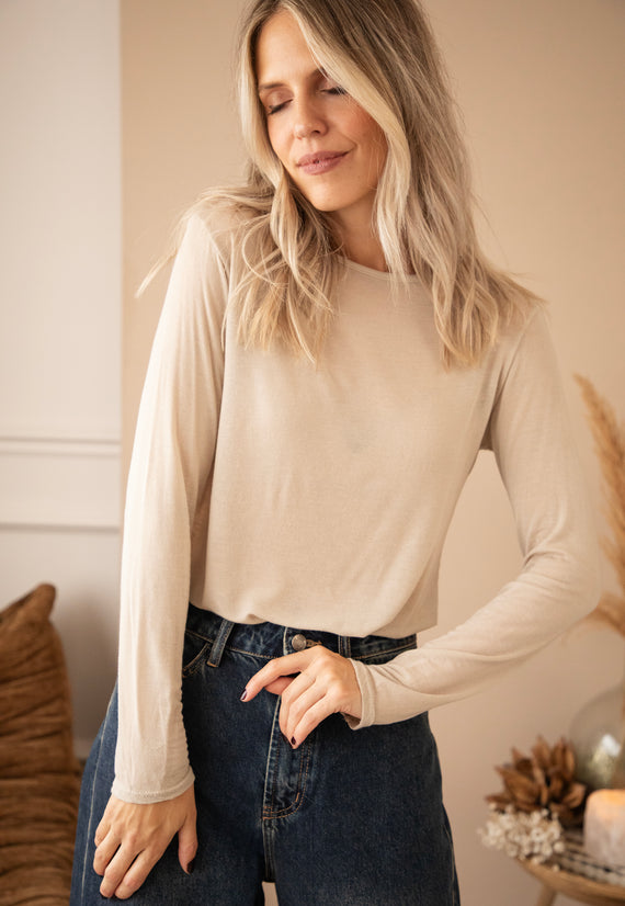Langarmshirt - Undercover Base - Café Au Lait