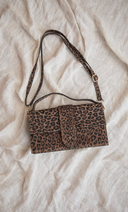 Handtasche - Leopard Leather - Taupe