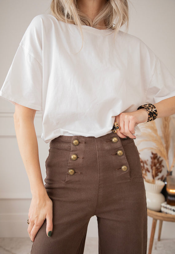 Button Flare Choco - Jeans