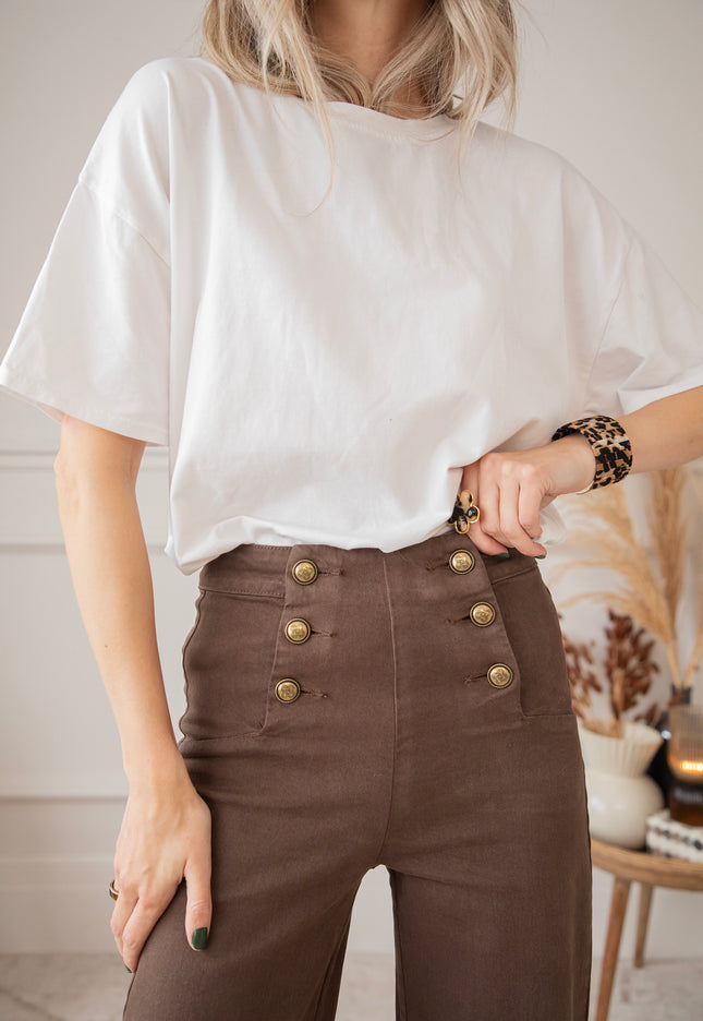 Button Flare Choco - Jeans