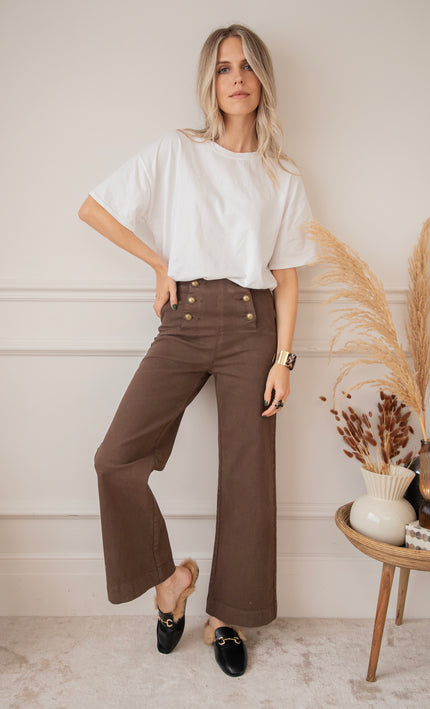 Button Flare Choco - Jeans