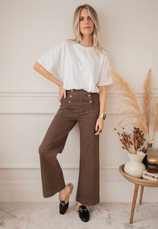 Button Flare Choco - Jeans