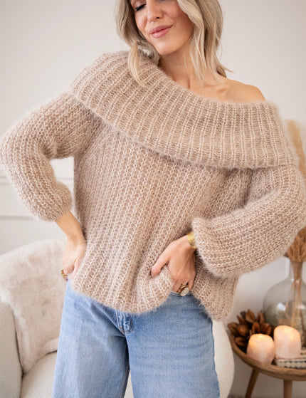 Blanche Off Shoulder Taupe - Trui