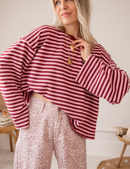 Sadie Stripe Pink/Bordeaux - Longsleeve