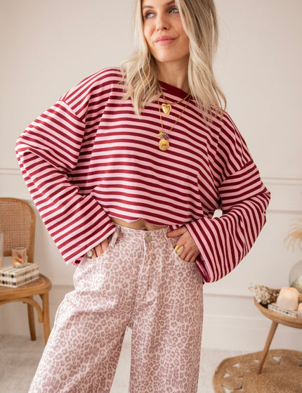 Sadie Stripe Pink/Bordeaux - Longsleeve