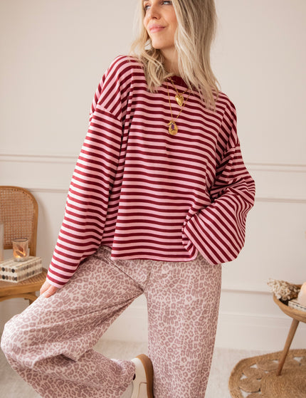 Sadie Stripe Pink/Bordeaux - Longsleeve