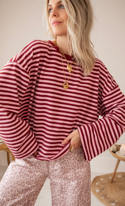 Sadie Stripe Pink/Bordeaux - Longsleeve