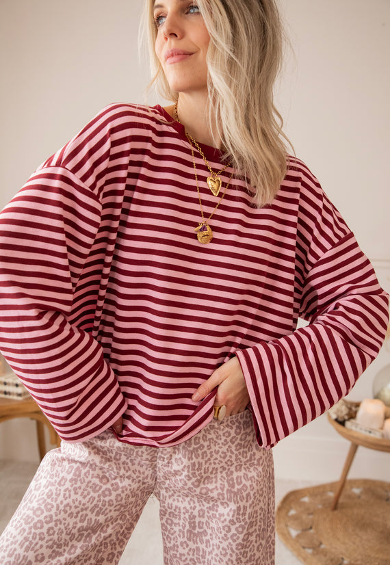 Sadie Stripe Pink/Bordeaux - Longsleeve