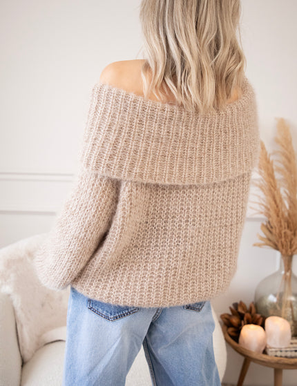 Blanche Off Shoulder Taupe - Trui