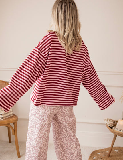 Sadie Stripe Pink/Bordeaux - Longsleeve
