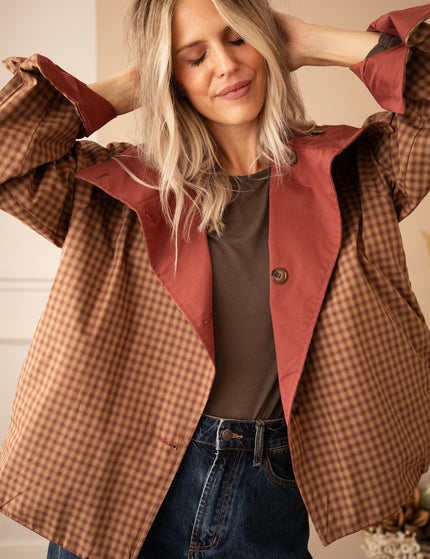 Jacke - Twin Side Trench - Weinrot