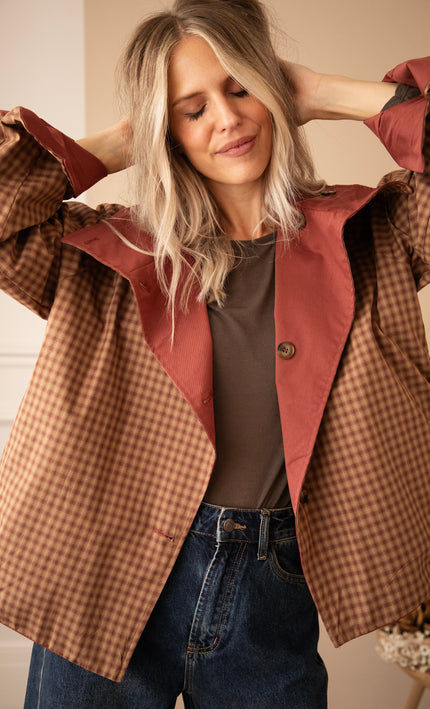 Jacke - Twin Side Trench - Weinrot