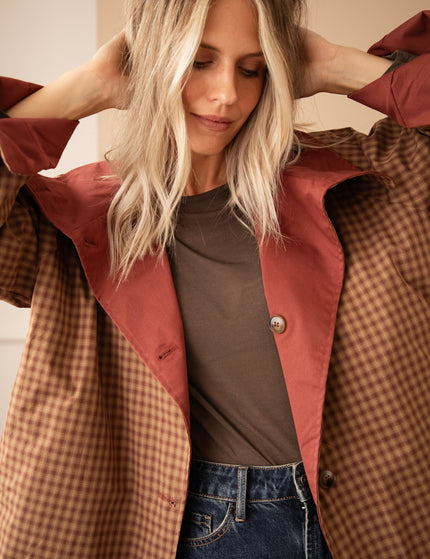 Jacke - Twin Side Trench - Weinrot