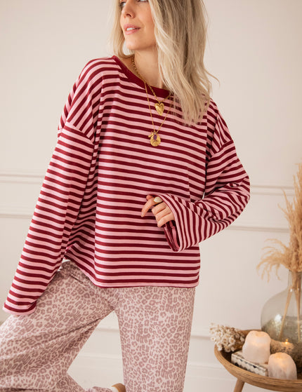 Sadie Stripe Pink/Bordeaux - Longsleeve