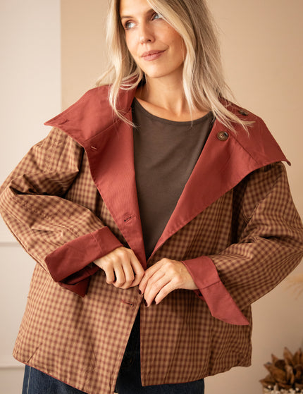 Jacke - Twin Side Trench - Weinrot