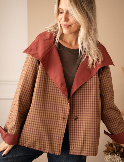 Jacke - Twin Side Trench - Weinrot