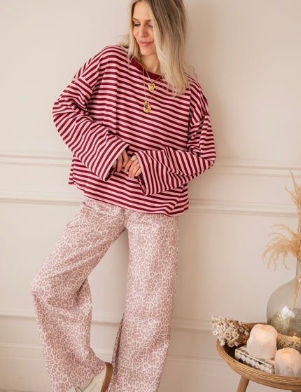 Sadie Stripe Pink/Bordeaux - Longsleeve